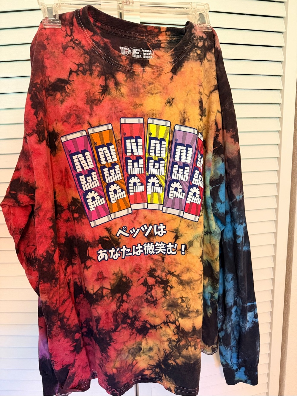 Multicolor Tie-Dye Long Sleeve PEZ Candy Vintage Japanese Style Graphic Tee